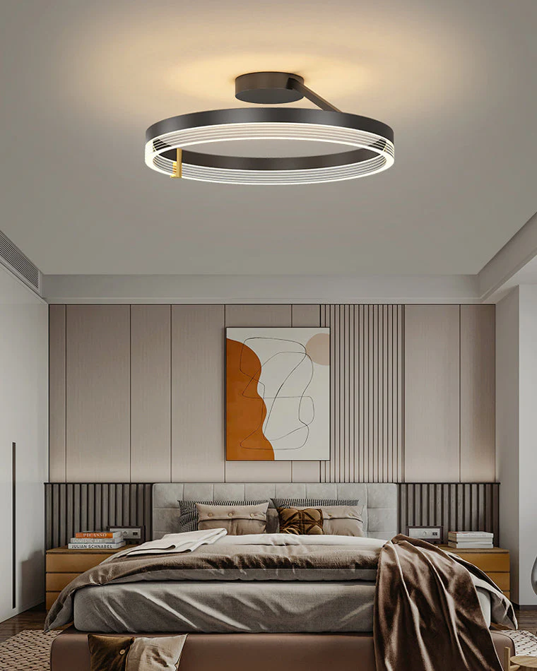 Plafonnier LED Circulaire Design Noir ou Doré – Image 9