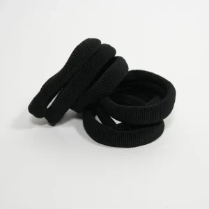 CRAZY POUSS - Lot de 6 élastiques épais et striés - Taille L - Noir