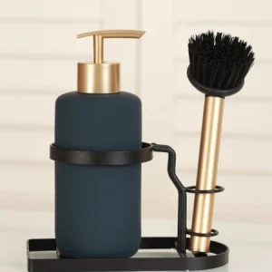 ACAR MARLI Distributeur de savon liquide mat en céramique avec brosse et support en métal