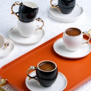 ACAR VOYAGE NOIR Set de 6 tasses à café en porcelaine