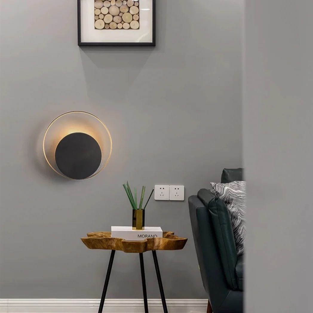 Applique Murale LED Élégance - Cercles Dorés et Noirs pour Salon et Chambre – Image 3