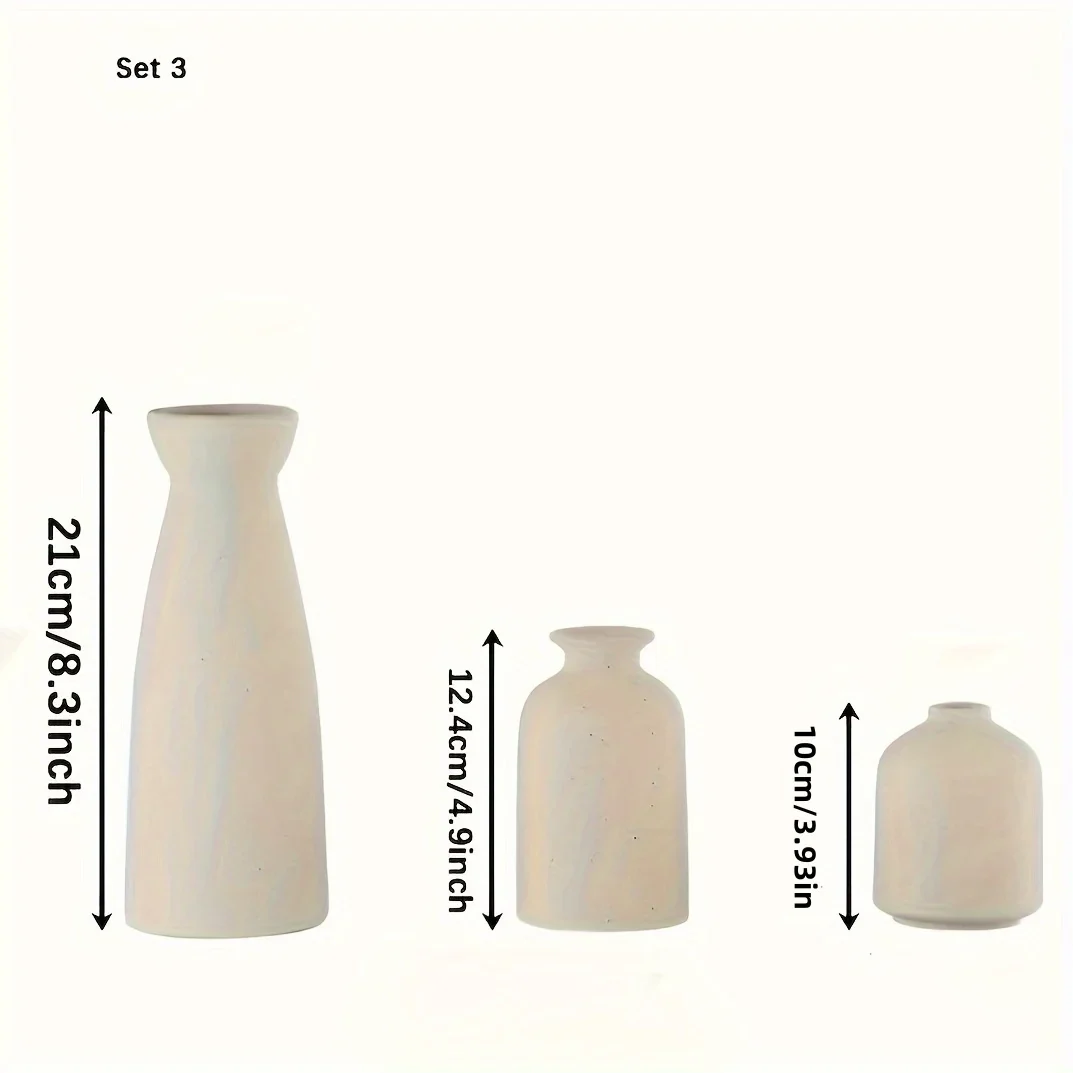 Ensemble de 3 Vases en Céramique Blanc pour Décoration Maison – Style Rustique et Moderne – Image 4