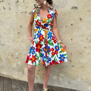 Robe blanche imprimé floral multicolore MARGAUX Hippocampe