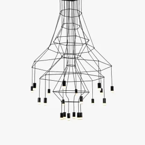 Lustre Sculptural en Fil Métallique