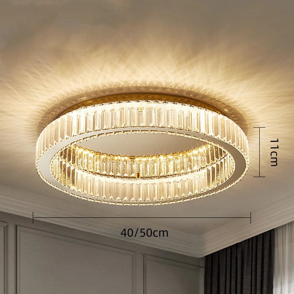 Plafonnier Cristal Doré - Élégance Lumineuse LED 40/50 cm – Image 9