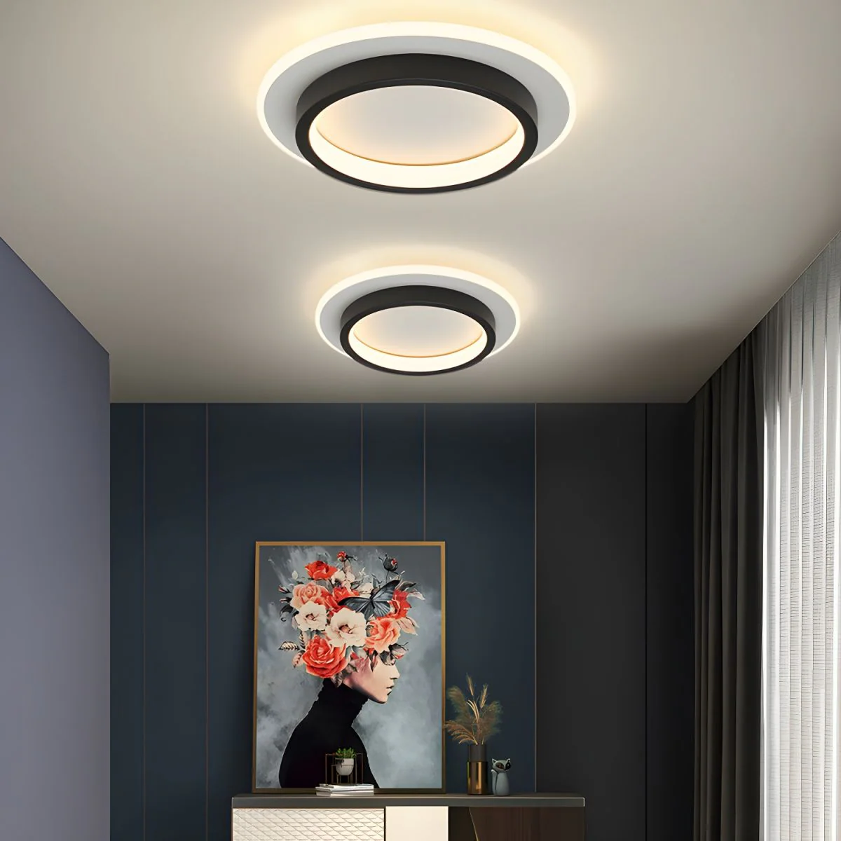 Plafonnier LED Élégance Métallique - Design Contemporain pour Salon – Image 9