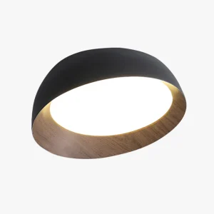 Plafonnier Rond Asymétrique Finition Bois – Ø32 à 50 cm