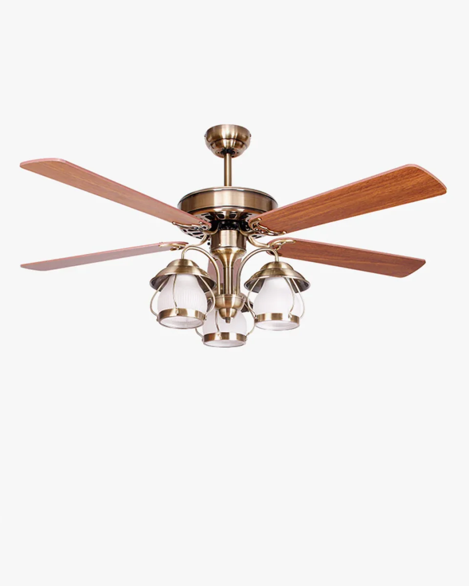 Ventilateur de Plafond Vintage avec Lustre LED – Image 2