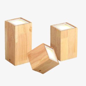 Plafonnier Cube en Bois LED - Élégance Naturelle pour Salon et Chambre