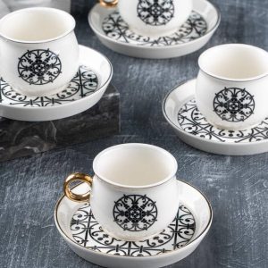 ACAR ROXANA Set de 6 tasses à café en porcelaine 12 pièces