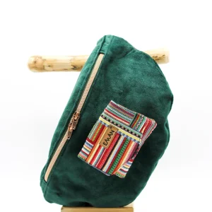 Ensemble Banane velours vert - pochette friandise chien Marra